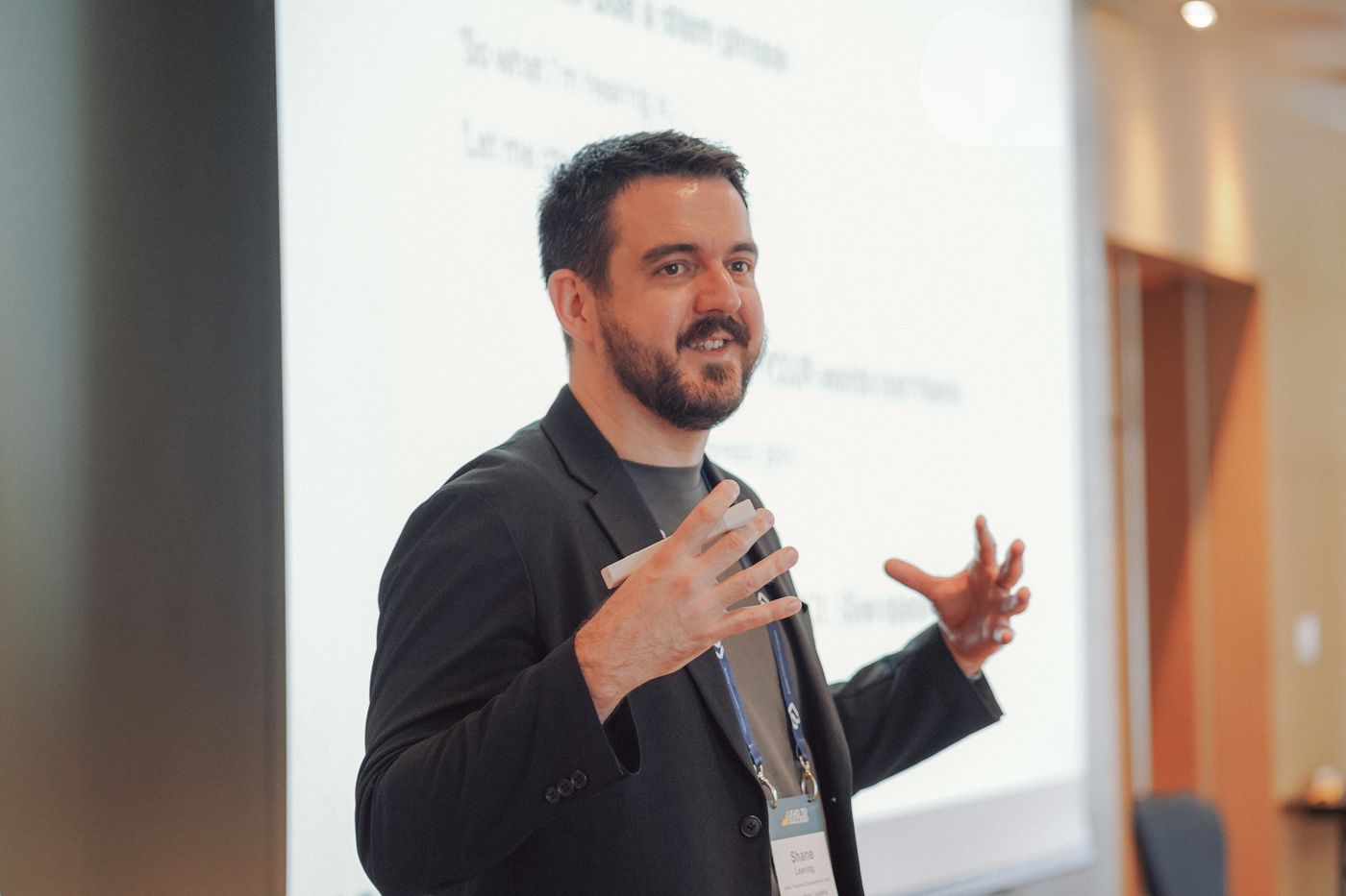 Shane Leaning explaining an idea during a workshop